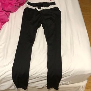 White and black tights with mesh on leg area